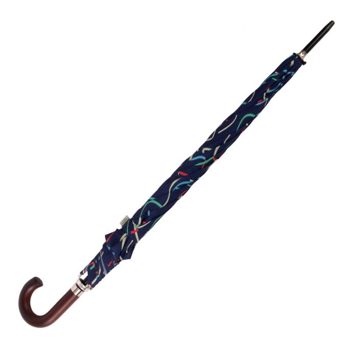 totes® Auto Open Walker Wood Handle Ribbon Print Umbrella  Extra Image 3